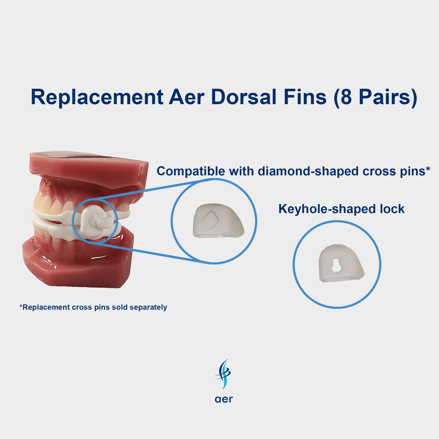 Replacement Aer Dorsal Fins (Compatible with Diamond-Shaped Cross Pins) - 8 Pairs