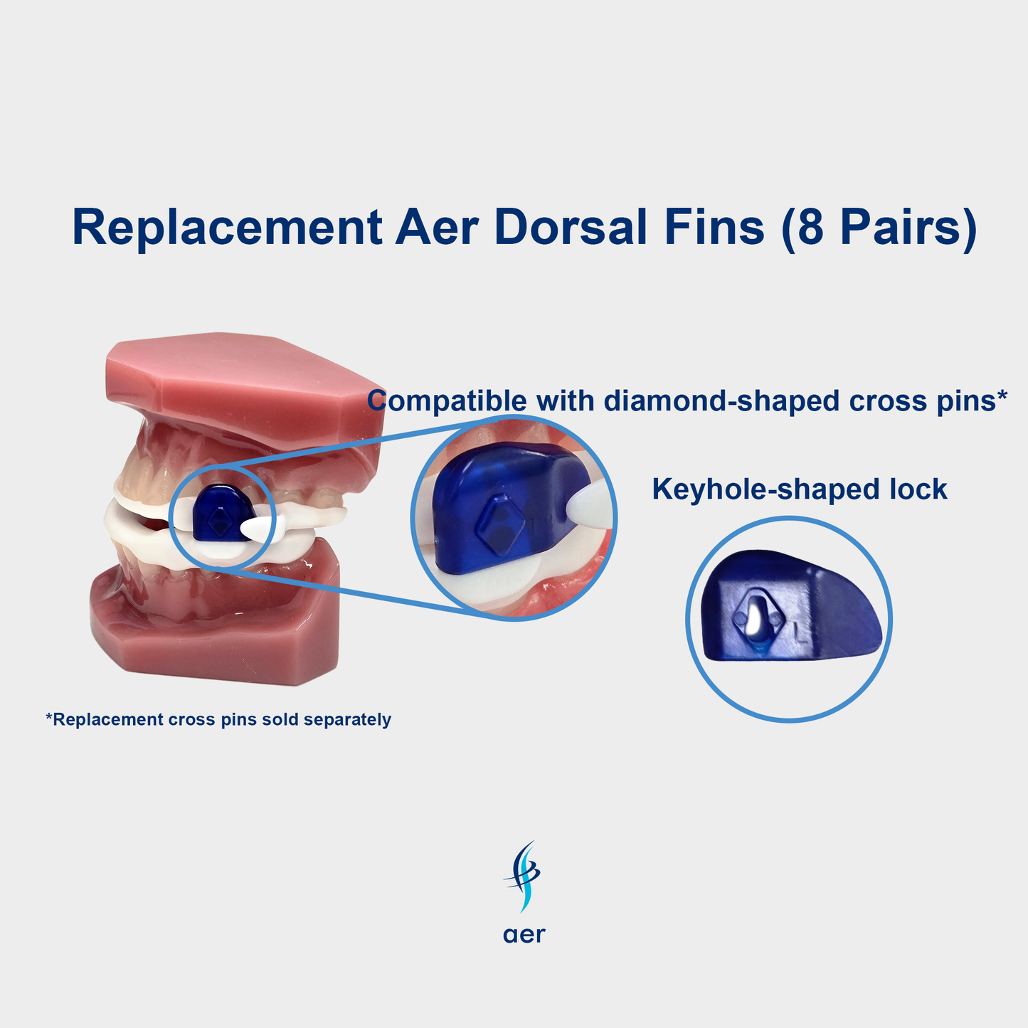 Replacement Aer Dorsal Fins (Compatible with Diamond-Shaped Cross Pins) - 8 Pairs